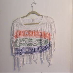 Tribal frayed crop top